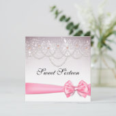 Roze katoenhoudende Snoepjes Sparkles Sweet Sixtee Kaart (Staand voorkant)