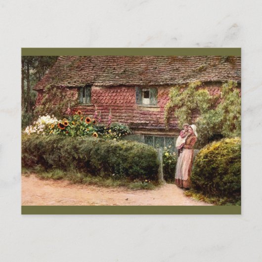 Roze katoenmoeder en kind briefkaart (Voorkant)