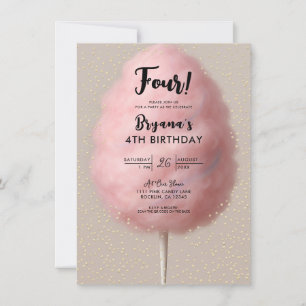 Roze katoensuiker gouden confetti verjaardagsfeest kaart