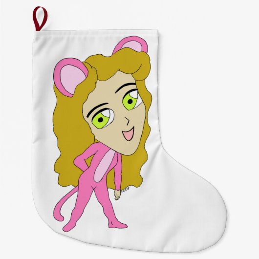 roze katster grote kerstsok (Voorkant)