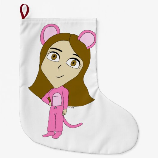 roze katster grote kerstsok (Voorkant)