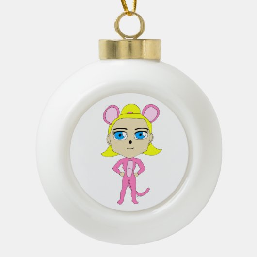 roze katster keramische bal ornament (Voorkant)