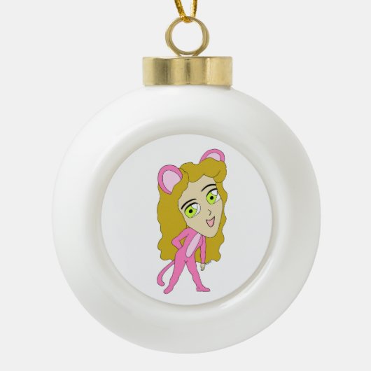 roze katster keramische bal ornament (Voorkant)