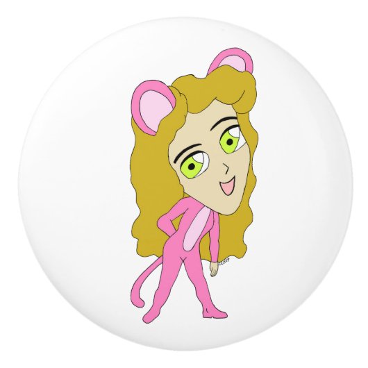 roze katster keramische knop (Voorkant)