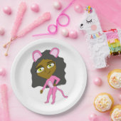 roze katster papieren bordje (Feest)