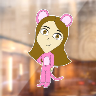 roze katster raamsticker