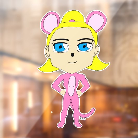 roze katster raamsticker (Vel 2)