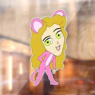 roze katster raamsticker