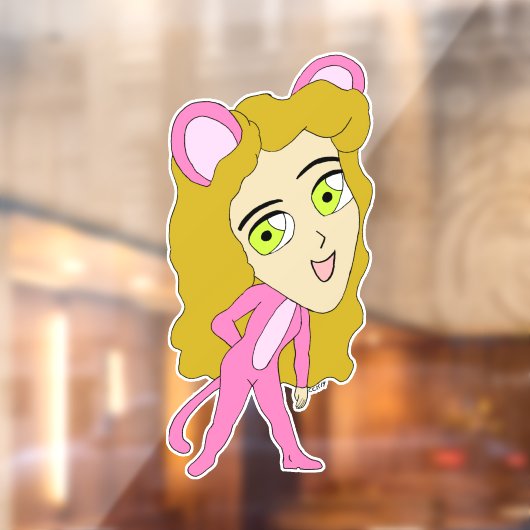 roze katster raamsticker (Vel 2)