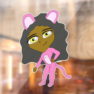 roze katster raamsticker
