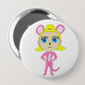 roze katster ronde button 4,0 cm (Voorkant /achterkant)