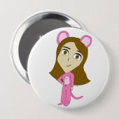 roze katster ronde button 4,0 cm (Voorkant /achterkant)