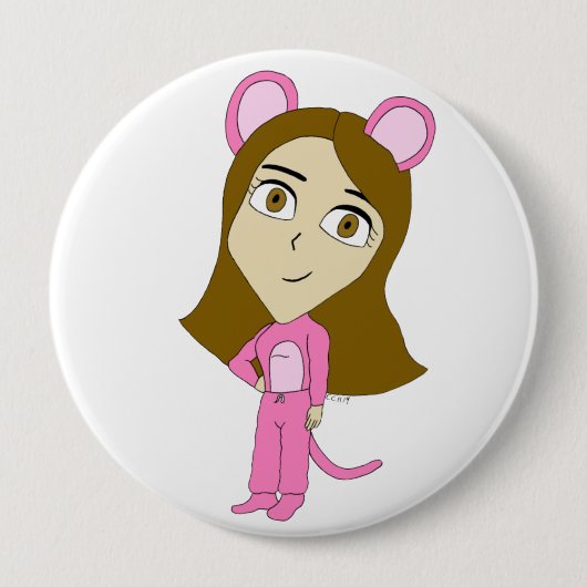 roze katster ronde button 4,0 cm (Voorkant)
