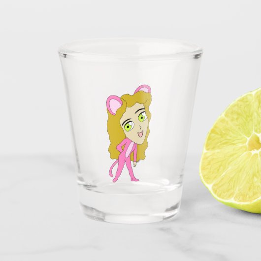 roze katster shot glas (Voorkant)