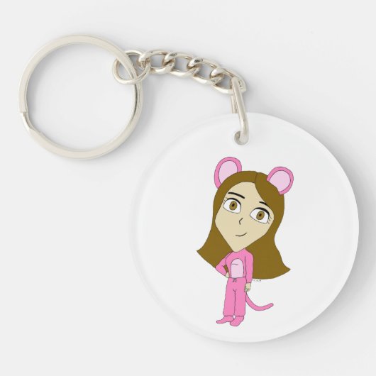 roze katster sleutelhanger (Voorkant)