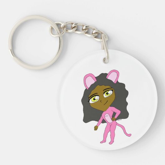 roze katster sleutelhanger (Voorkant)