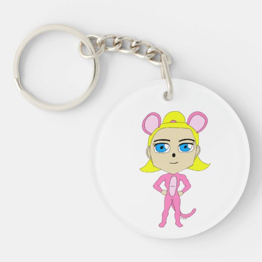 roze katster sleutelhanger (Voorkant)