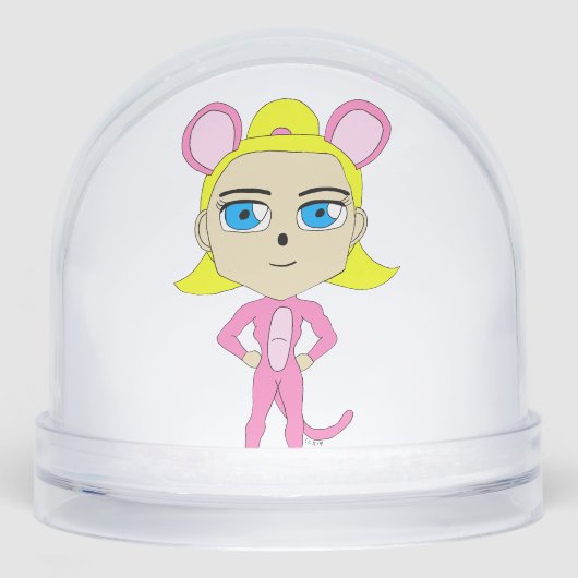 roze katster sneeuwbol (Voorkant)