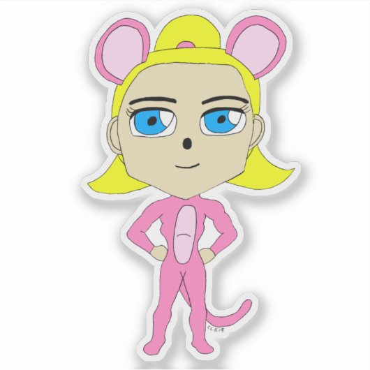 roze katster sticker (Voorkant)