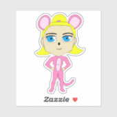 roze katster sticker (Vel)