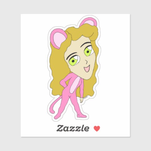 roze katster sticker (Vel)