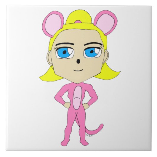 roze katster tegeltje (Voorkant)