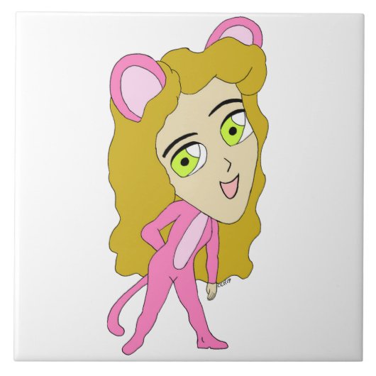 roze katster tegeltje (Voorkant)