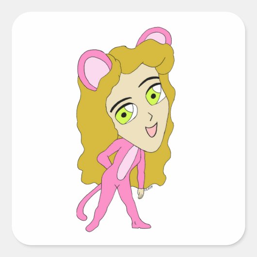 roze katster vierkante sticker (Voorkant)