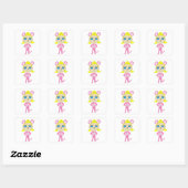roze katster vierkante sticker (Vel)