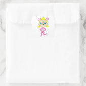 roze katster vierkante sticker (Tas)