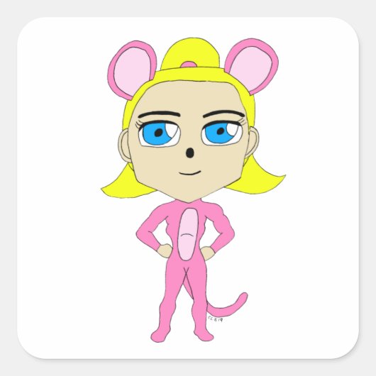 roze katster vierkante sticker (Voorkant)