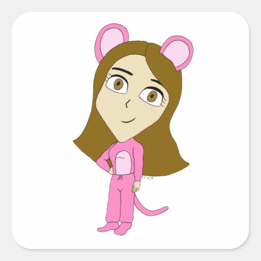 roze katster vierkante sticker (Voorkant)