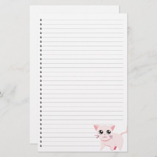 Roze kattebakkerij briefpapier (Voorkant / Achterkant)