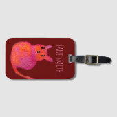 Roze kattebiefachtig schattig kat bagagelabel (Voorkant (horizontaal))