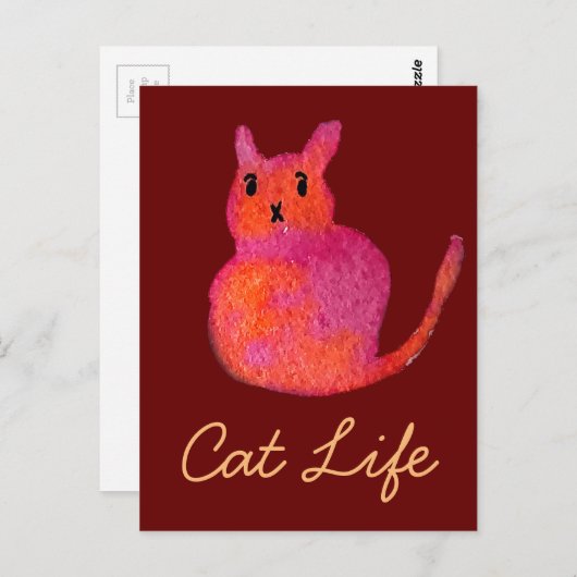 Roze kattebiefachtig schattig kat briefkaart (Voorkant / Achterkant)