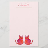 Roze kattebiefachtig schattig kat briefpapier (Voorkant)