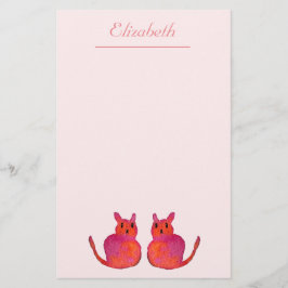 Roze kattebiefachtig schattig kat briefpapier