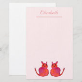 Roze kattebiefachtig schattig kat briefpapier (Voorkant / Achterkant)