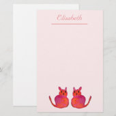 Roze kattebiefachtig schattig kat briefpapier (Voorkant / Achterkant)