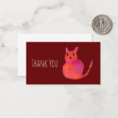 Roze kattebiefachtig schattig kat notitiekaartje (Voorkant / Achterkant in situ)