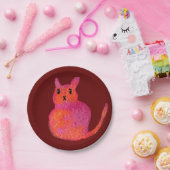 Roze kattebiefachtig schattig kat papieren bordje (Feest)