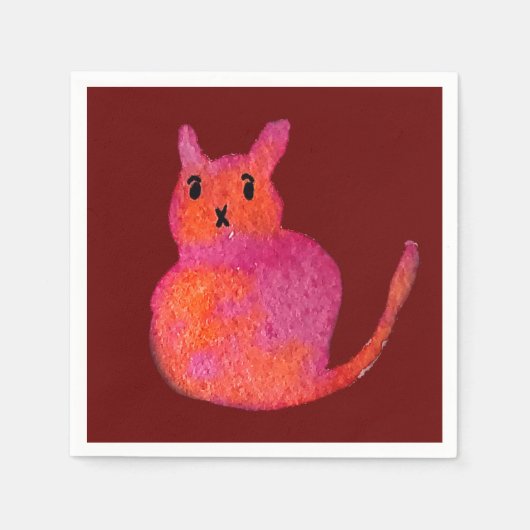 Roze kattebiefachtig schattig kat servet (Voorkant)