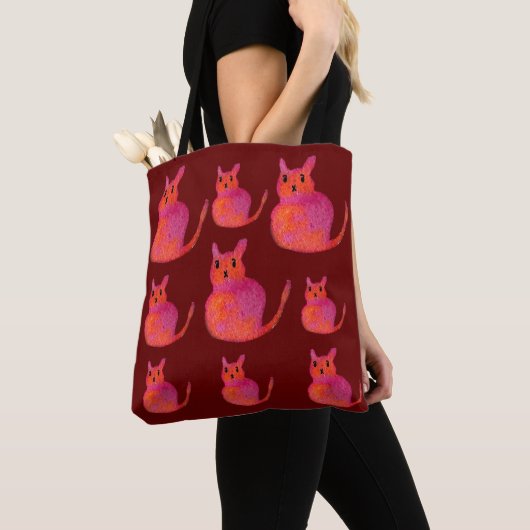 Roze kattebiefachtig schattig kat tote bag (Dichtbij)
