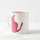 Roze kattebiefachtig schattig kat tweekleurige koffiemok (Voorkant links)