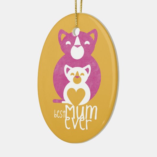 Roze kattemoeder keramisch ornament (Links)