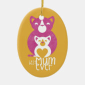 Roze kattemoeder keramisch ornament (Voorkant)