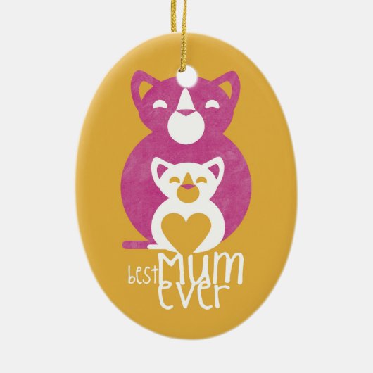 Roze kattemoeder keramisch ornament (Achterkant)