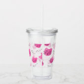 Roze katten Doodle Meow Monogram Me Acryl Drinkbeker (Rechts)