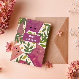 Roze katten en filialen Beste kattenmoeder-feestda Feestdagenkaart
