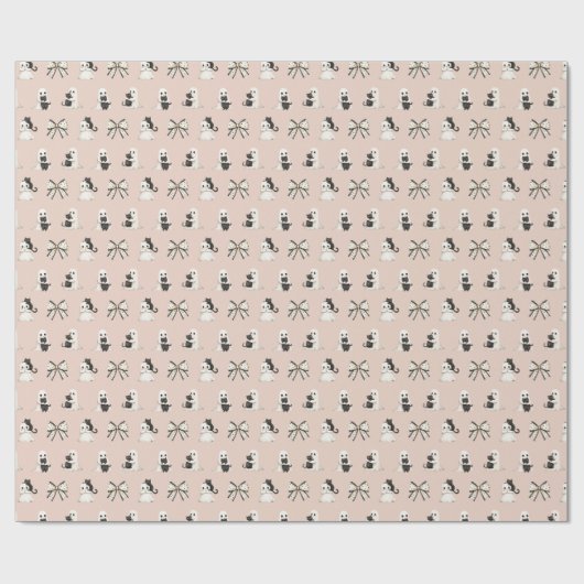 Roze katten en geesten Halloween Cadeaupapier (Vlak)